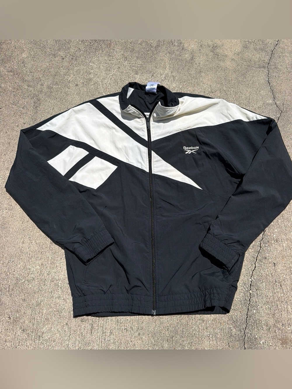 Reebok Black and White Windbreaker full zip Jacket